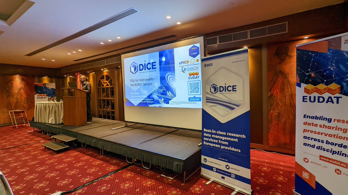 Eudat_eu's tweet image. Tibor Kalman (@gwdg) presents a potentially new service of EUDAT at the #EUDATConference2022: #PIDs for instruments - the #B2INST service.