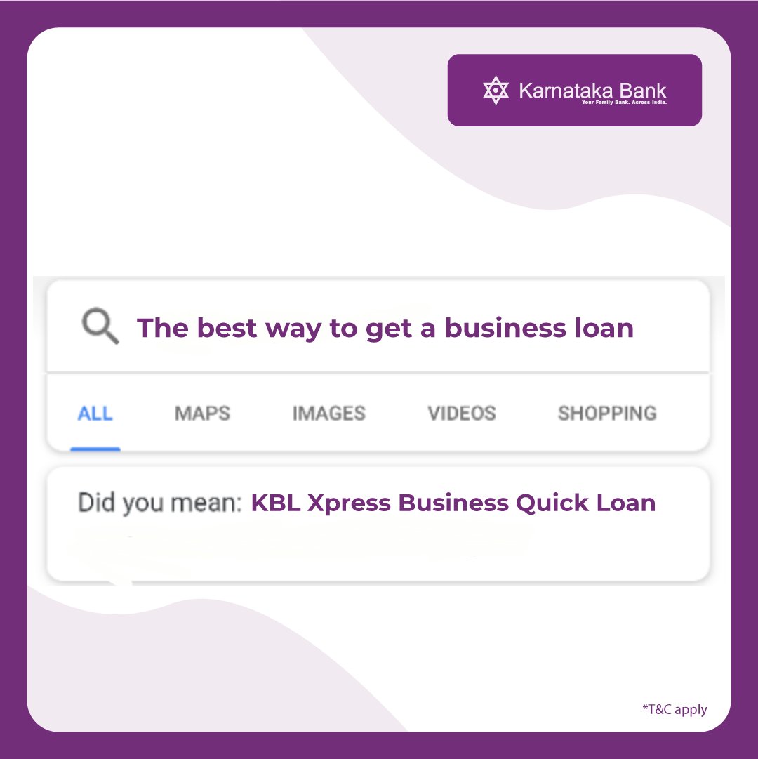 KarnatakaBank's tweet photo. Always extending our support for businessmen/businesswomen out there.
To know more, visit our website:
https://t.co/DFGvapTGAO
#karnatakabank #businessloans #quickbusinessloans #quickloans #banking #easybanking https://t.co/xasVOBweeT