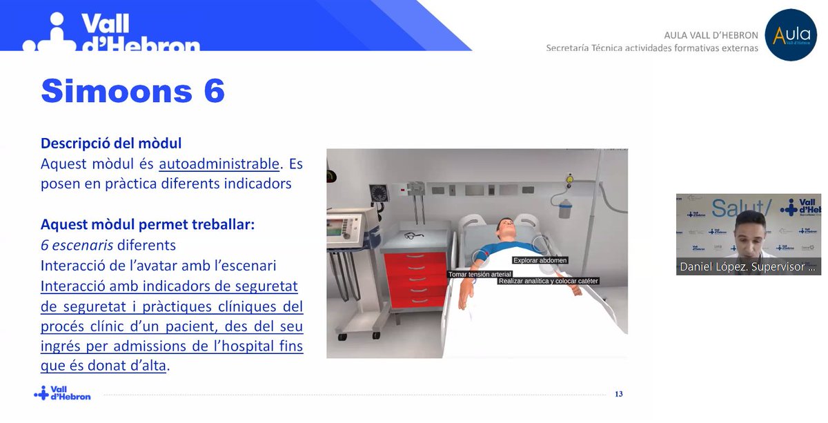 vallhebron's tweet photo. @DanielL37821620, infermer supervisor de la Unitat de Seguretat de #VallHebron, presenta el mòdul 6 del #seriousgame Simoons per entrenar aspectes de seguretat del pacient. Més informació 👉 https://t.co/aCmXvzDzyv
#SeguretatPacientVH #WorldPatientSafetyDay #SimulacioVH https://t.co/BX6X0xsSVU