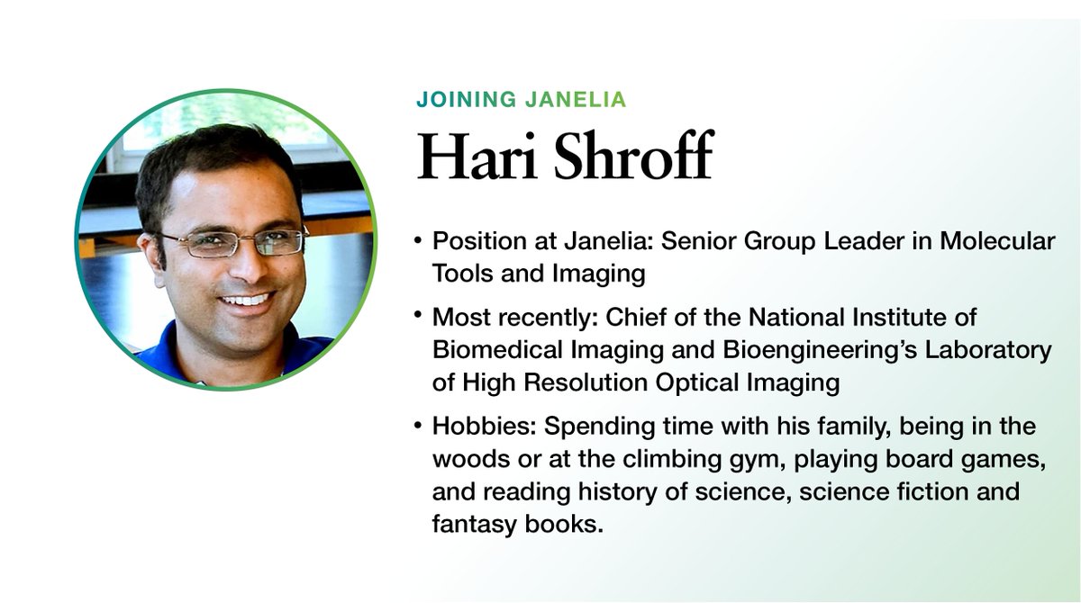 Hari Shroff, former chief of the @NIBIBgov’s Laboratory of High Resolution Optical Imaging, hopes to push microscopy forward as a new senior group leader in Molecular Tools and Imaging @hhmijanelia. janelia.org/news/hari-shro…