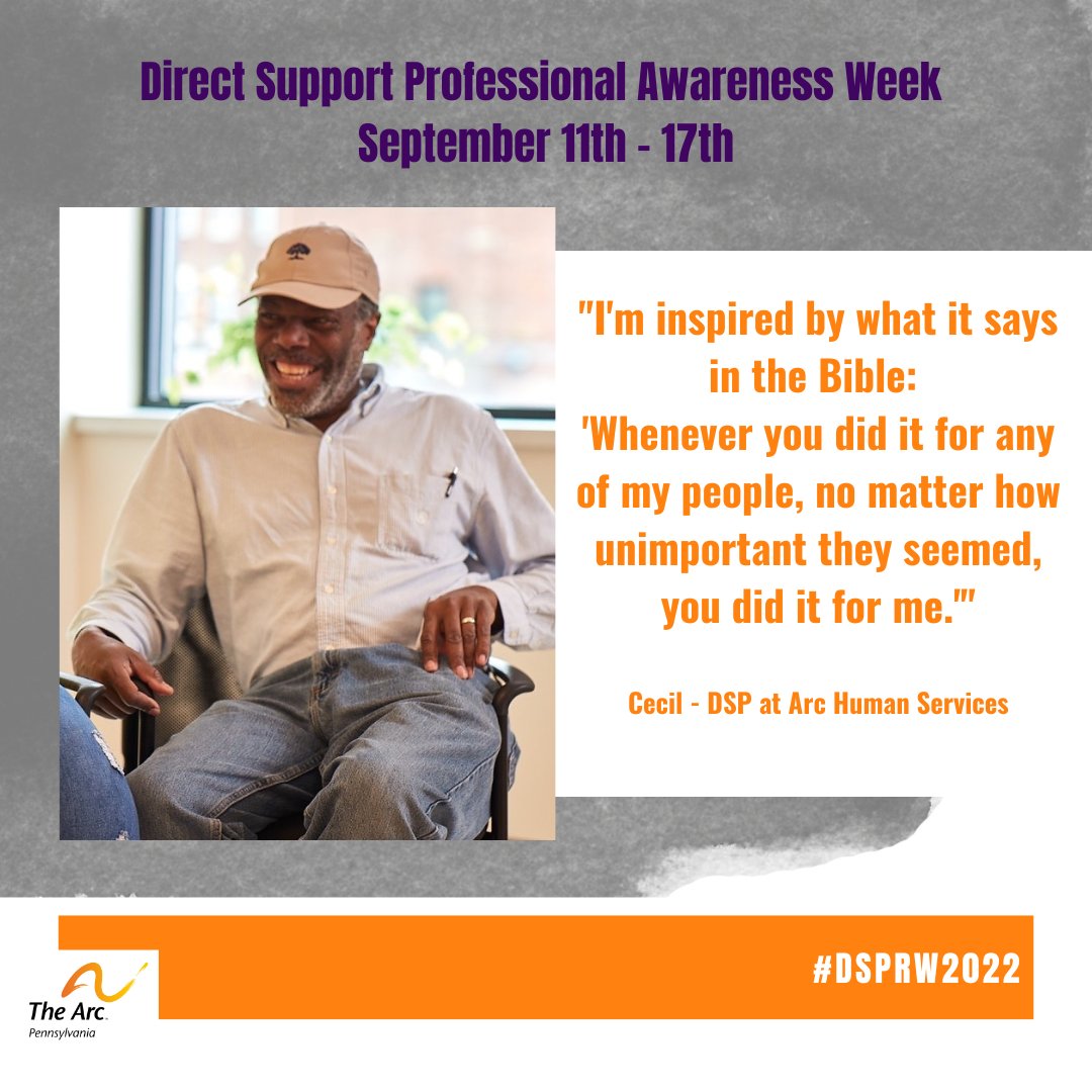 TheArcPA's tweet photo. Every day Cecil goes to work, he makes sure that itโs a good day for him and the individual he is supporting! #DSPRW22
@arcwashingtonpa @ArcHumanService https://t.co/wW3lF9wKjX