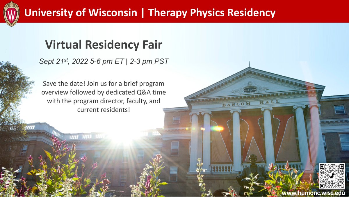 Abby Besemer (@abbybesemerphd) on Twitter photo 🚨Join us for the <a href="/UWMadison/">UW–Madison</a> <a href="/UW_RadoncDHO/">UW Department of Human Oncology</a> therapy #MedPhys residency virtual fair on 9/21!
Sign up tinyurl.com/AAPMSTSC. (1/2) 🚨Join us for the <a href="/UWMadison/">UW–Madison</a> <a href="/UW_RadoncDHO/">UW Department of Human Oncology</a> therapy #MedPhys residency virtual fair on 9/21!
Sign up tinyurl.com/AAPMSTSC. (1/2)