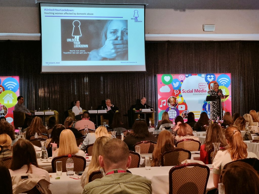 WomensAidNI's tweet photo. "There was a seismic shift on how we got our message out"
Our CEO, Sarah Mason, discussing the #UnlockYourLockdown campaign reaching women affected by domestic abuse during the pandemic at the #SMBelfast Conference https://t.co/IxQbDwlqZY