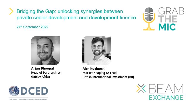 bit.ly/3eUNAd3  Join us on Tuesday 27 September to discuss how #privatesectordevelopment, including the #marketsystemsdevelopment approach, and #developmentfinance are collaborating