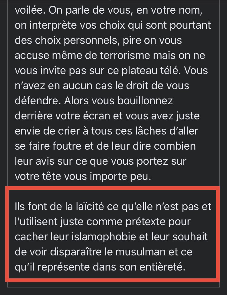 10- #Propagande pour le #voile pour #mineure et rejet #laïcité , « un prétexte pour cacher leur #islamophobie et leur souhait de voir disparaître le #musulman … »👇
