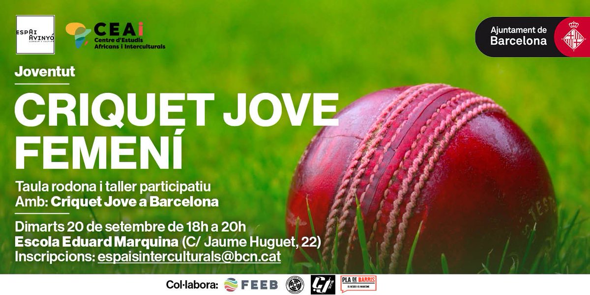Criquetbcn's tweet photo. Arranca la temporada de @Criquetbcn amb la participació de jugadores i entrenadores  del projecte a la taula rodona que organitza @EspaiAvinyo !
T'esperem😊 https://t.co/dVLcDAH2vG