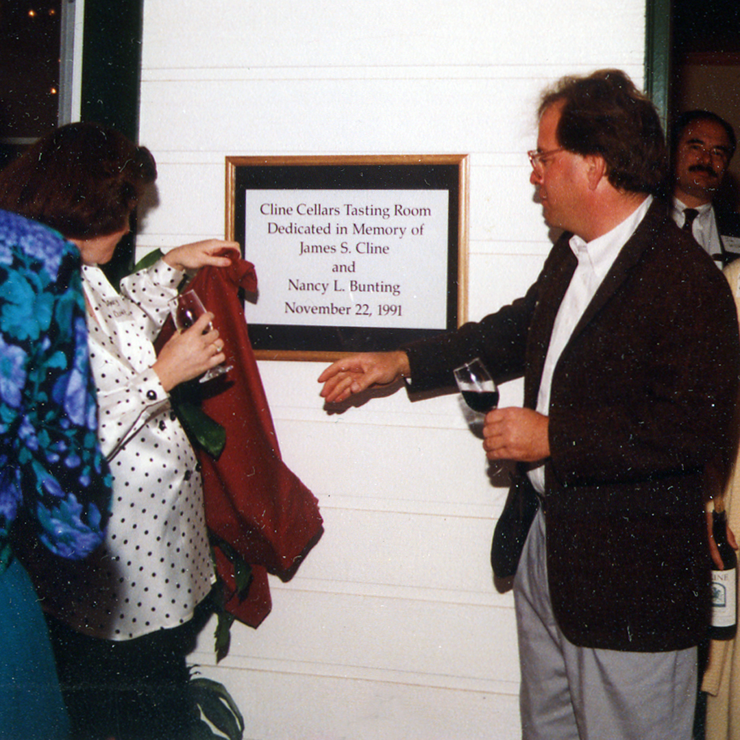 The opening of our tasting room in Sonoma in 1991 was a huge milestone for us in our 40 years in business, and it gave us our new home base in Sonoma and has since given rise to too many memories to count. This was a special moment that we were so glad was captured.