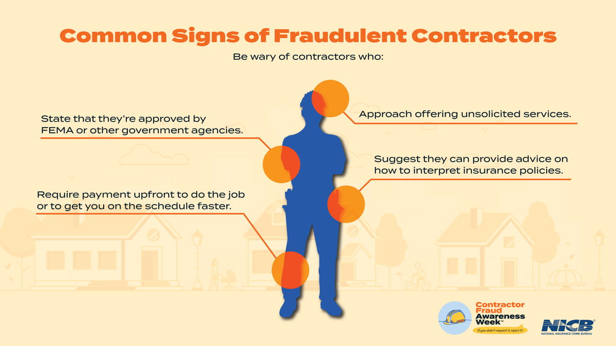 Jergermga's tweet photo. Make sure you are dealing with a contractor that is not involved with fraud. Here are a few warning signs to watch out for. https://t.co/OyAPqwLQHx
