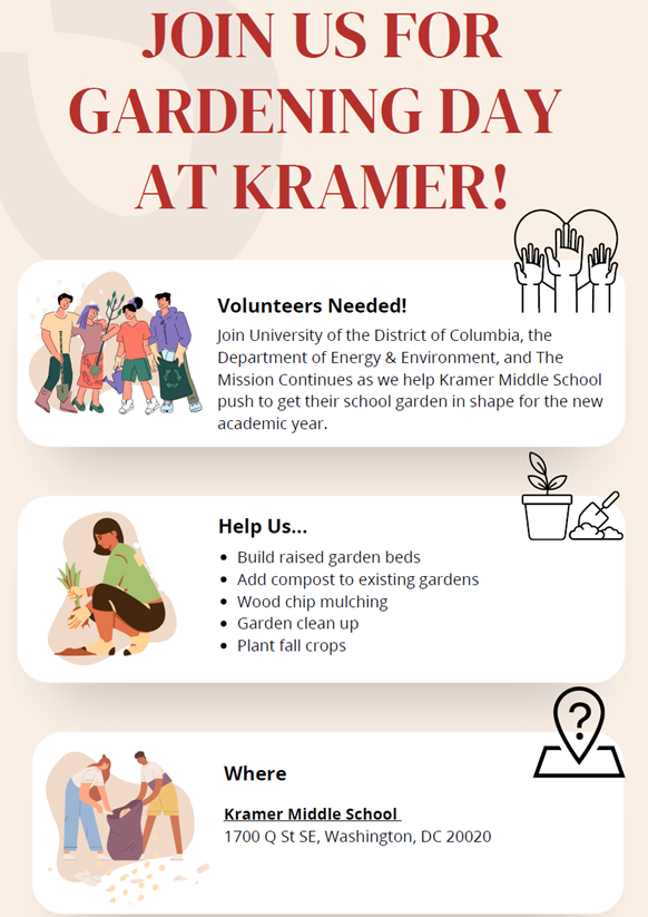 Looking forward to joining Kramer and UDC this Saturday, prune, pick and plant seeds of luv! Support Kramers urban farming and sustainability investments in the community. Learn more now: x.gldn.io/e/QRB2F5XIJsb?…

#environmentaljusticeisBlackjustice #cleanDC #ward8

Vibe
