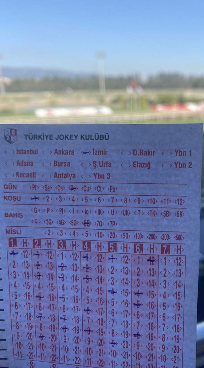 #izmir #izmirhipodrom #şirinyerhipodrom #altılıganyan #altılı #tjk #bahis #tahmin #altılıtahmin #ganyan #atyarışı
İzmir 1. Altılı tahminlerimiz 
1. Ayak 1 
2. Ayak 1-2-3-5-7-9
3. Ayak 2-3-5-7-8
4. Ayak 1-2-3-6-8
5. Ayak 1-4-9
6. Ayak 4-5-8-12