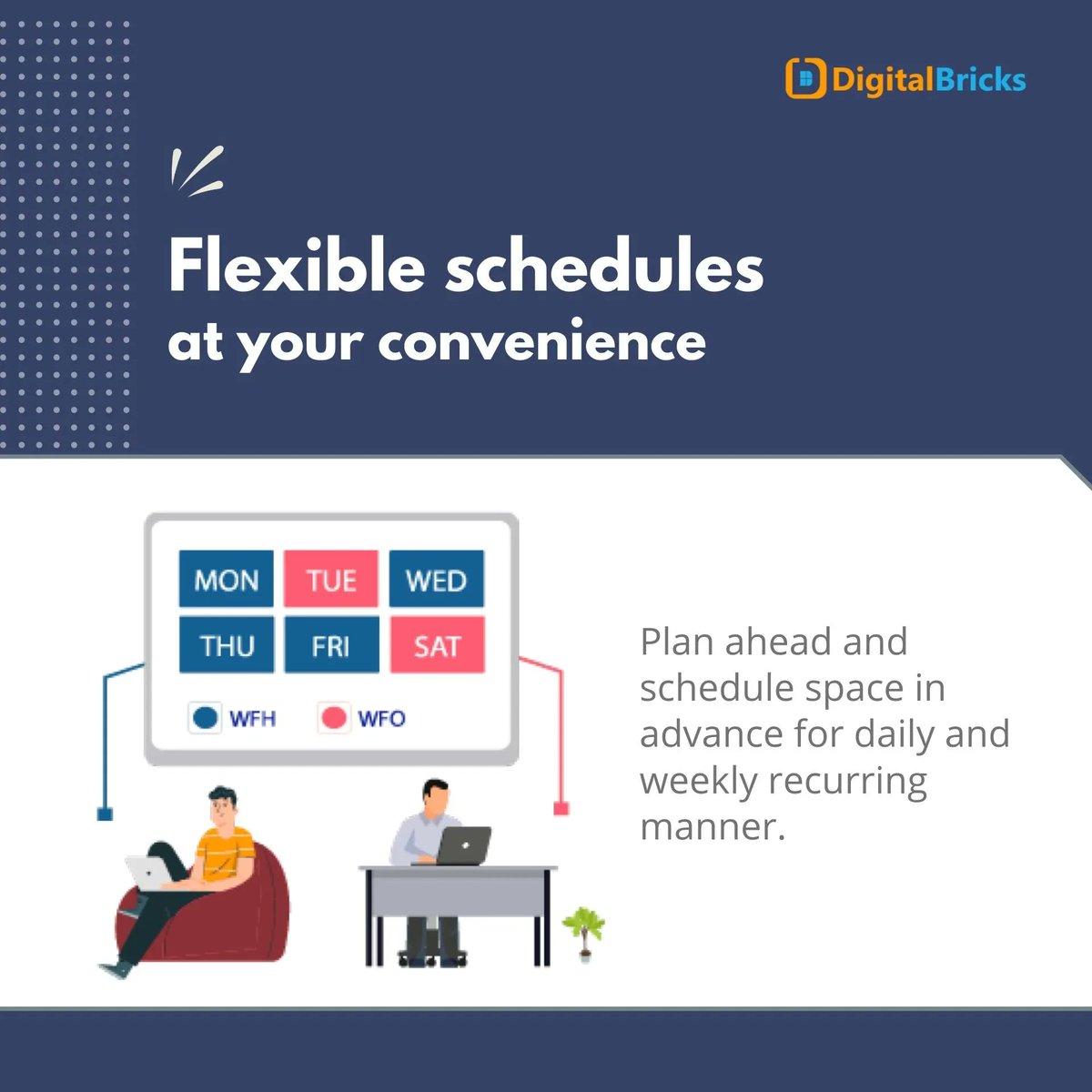 DigitalBricks2's tweet image. Hybrid Schedules – Work Life Balance
When employees have more control of their work schedules finding balance is easier in a flexible work arrangement. Employees can plan ahead and schedule space in advance for daily and weekly recurring Manner.
buff.ly/3qsnfoW