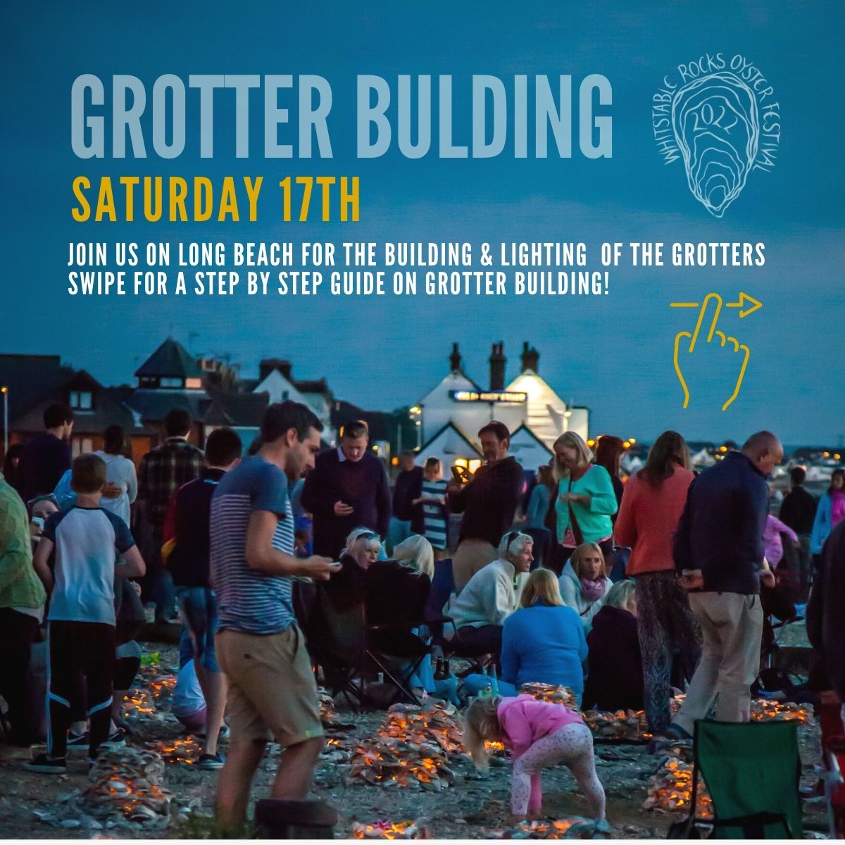 WROysterFest's tweet photo. Join us on long beach from 4pm till dark for grotter building and the ever magical lighting of the grotters.
Swipe to the next image for our step by step guide to building you own grotter!
Bring your own candle or look out for our volunteers who will be handing them out. https://t.co/TlIPysYsvE
