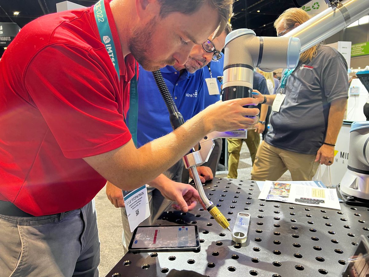 hirebotics's tweet photo. 🤖 Are you a robot expert? No!?
Great! You don't need to be either! 😲

Come visit us at Universal Robots booth # 236949 &amp;  booth # 236941 - Quantum Machinery Group

Try out the Cobot Welder for yourself!

#IMTS22 #fabricators #cobots #universalrobots #weldingcobot #machineshop https://t.co/q3eVVrRVdo