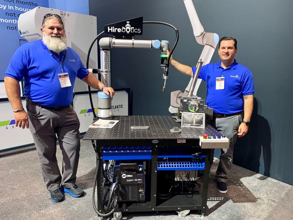 hirebotics's tweet photo. 🤖 Are you a robot expert? No!?
Great! You don't need to be either! 😲

Come visit us at Universal Robots booth # 236949 &amp;  booth # 236941 - Quantum Machinery Group

Try out the Cobot Welder for yourself!

#IMTS22 #fabricators #cobots #universalrobots #weldingcobot #machineshop https://t.co/q3eVVrRVdo