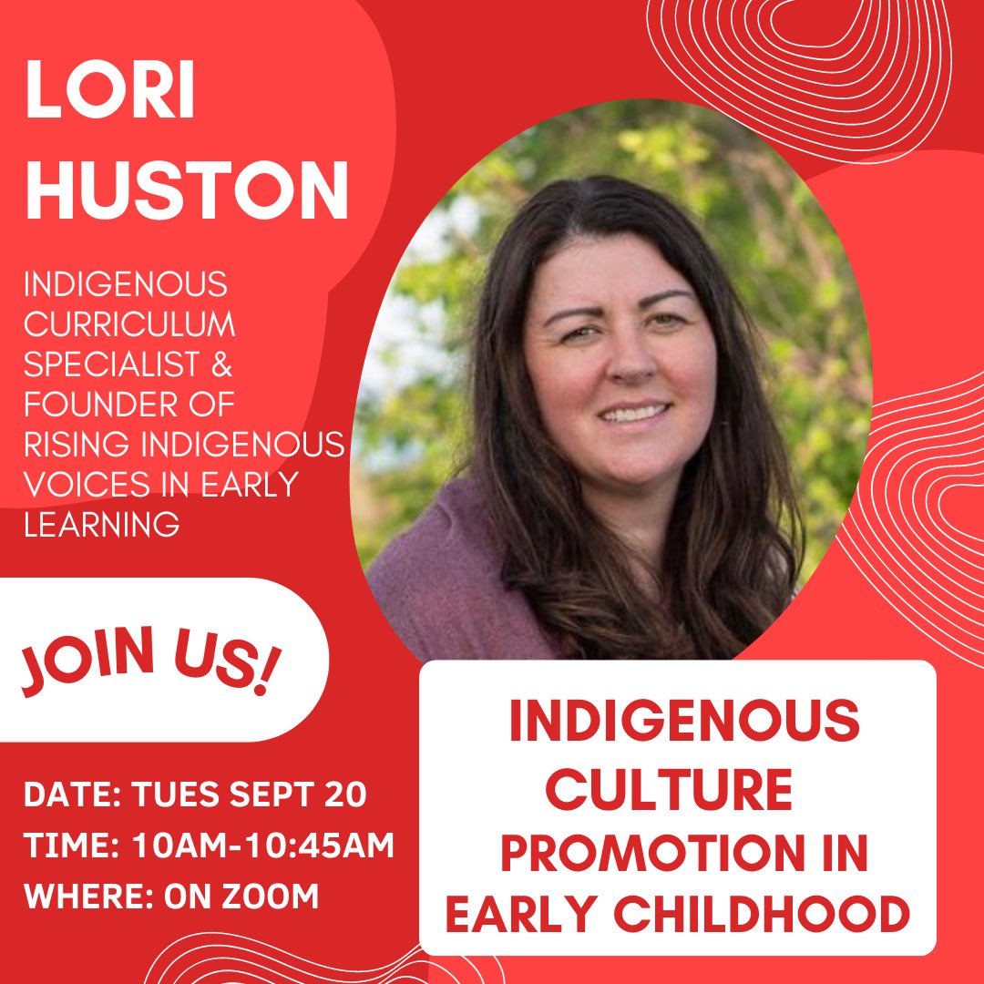 ECSociety's tweet photo. Join our guest speaker Lori Huston and us for our Indigenous Culture Promotion in Early Childhood event🧡! It will be online via Zoom on Tuesday Sept 20, 10:00AM-10:45AM! The link to join will be posted in our Instagram bio the day of! Hope to see you soon! https://t.co/E4EcMTGebj