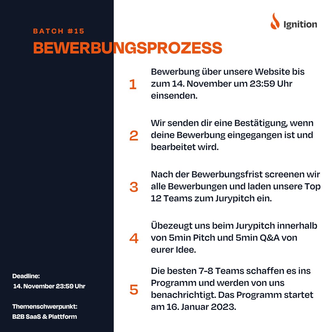 digihub_de's tweet photo. Ihr fragt euch, wie der Bewerbungsprozess bei unserem Ignition Programm aussieht? Say no more!
Alle weiteren Infos findet ihr unter: https://t.co/b9gJ6rJowT
#ignition #ignitiondus #accelerate #gruenderausnrw #digihub #entrepreneurship #acceleratenrw #digitalisierung #dwnrw https://t.co/rFWr1PVF62