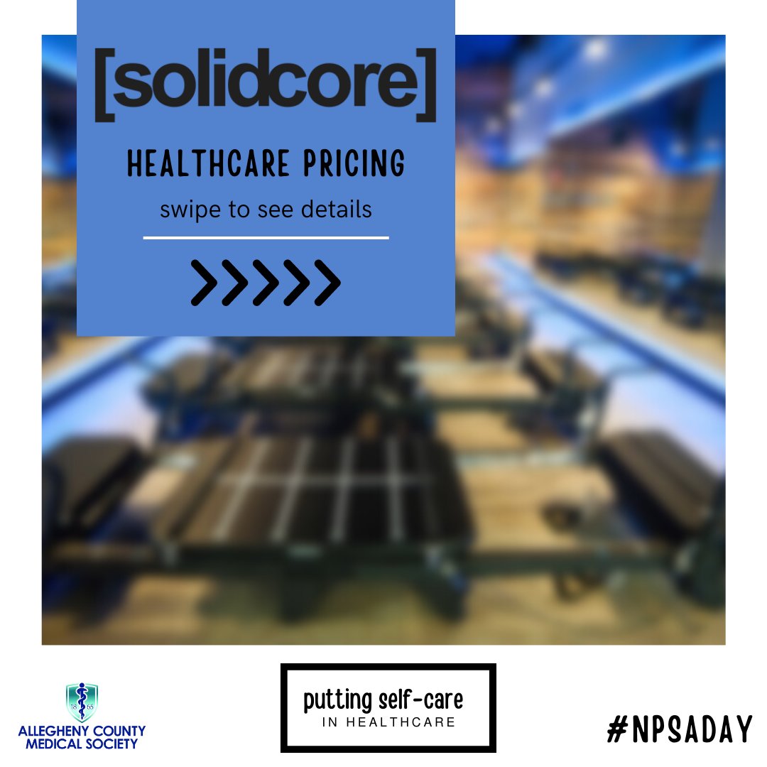 alleghenycms's tweet photo. Happy Thursday everyone! Day 15 of our #NPSADay campaign and  we are sharing Solidcore's healthcare pricing packages. Swipe to get all of their great info! https://t.co/SKHJIPSUsz