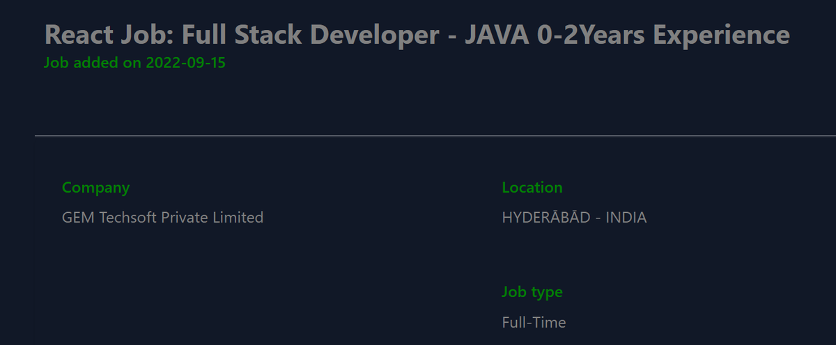 fullstackjob's tweet photo. New React JS Job: Full Stack Developer - JAVA 0-2Years Experience
#react #reactjs #javascript #JavaScriptJobs #JSJobs #techjobs #devjobs
https://t.co/dRHJeSqpG6 https://t.co/4kfPY768rg