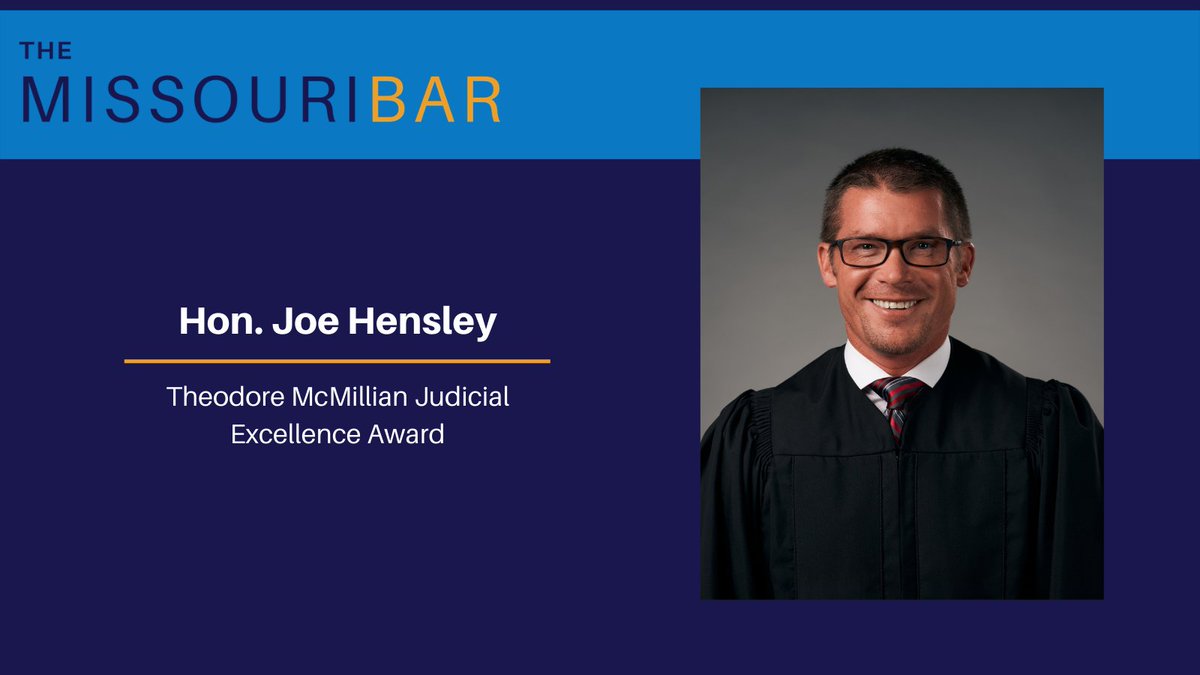 Hon. Joe Hensley received the 2022 Theodore McMillian Judicial Excellence Award for his integrity and leadership in the courtroom. Congrats! 🎉 Read Hensley's advice to new and aspiring judges ➡️ ow.ly/9Ebm50KCOAx  #MOLawyers