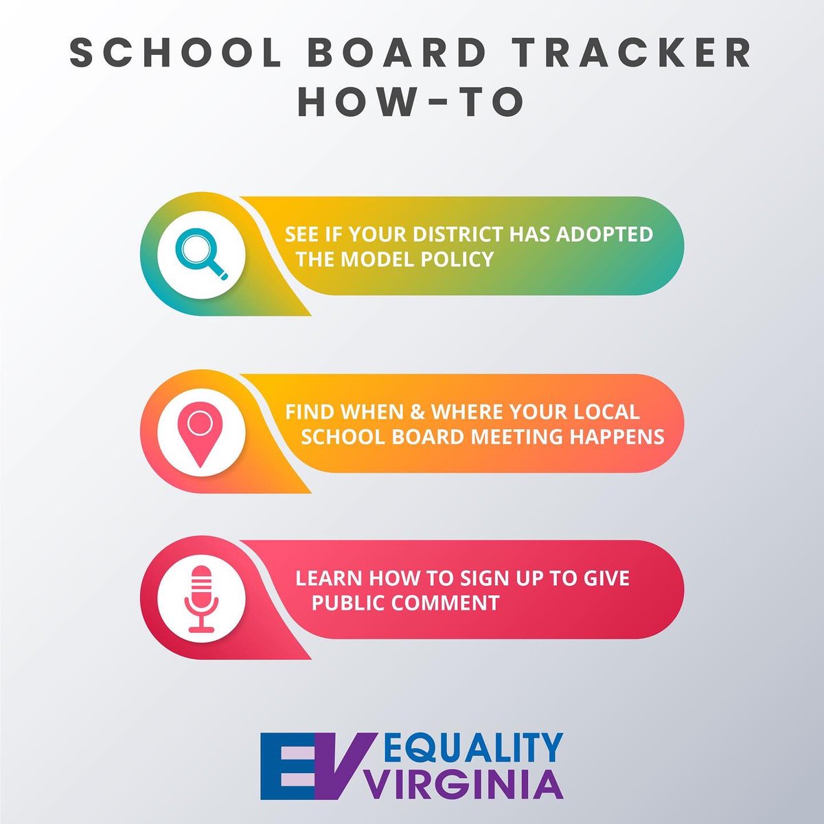 EqualityVA's tweet photo. NEW: Today we launched our School Board Policy & Meeting Tracker!
⬇️ Check out the numbers at a glance.
📱 https://t.co/hgn4VjbyCp https://t.co/VYElL4PAJR