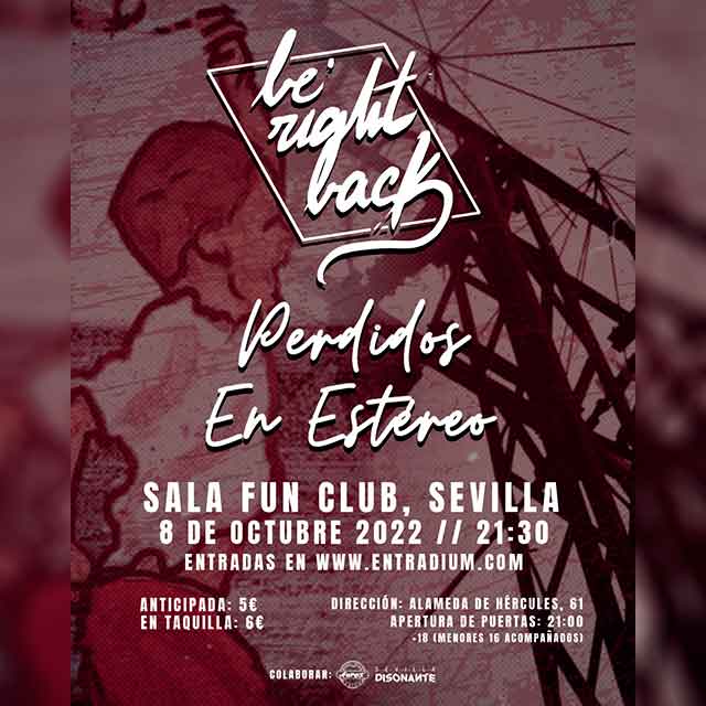 Concierto: Perdidos En Estéreo y Be Right Back en FunClub #Sevilla 2022 (sábado 8 de octubre) onsevilla.com/perdidos-en-es… @PerdidosEstereo <a href="/brbmusica/">Be Right Back</a>