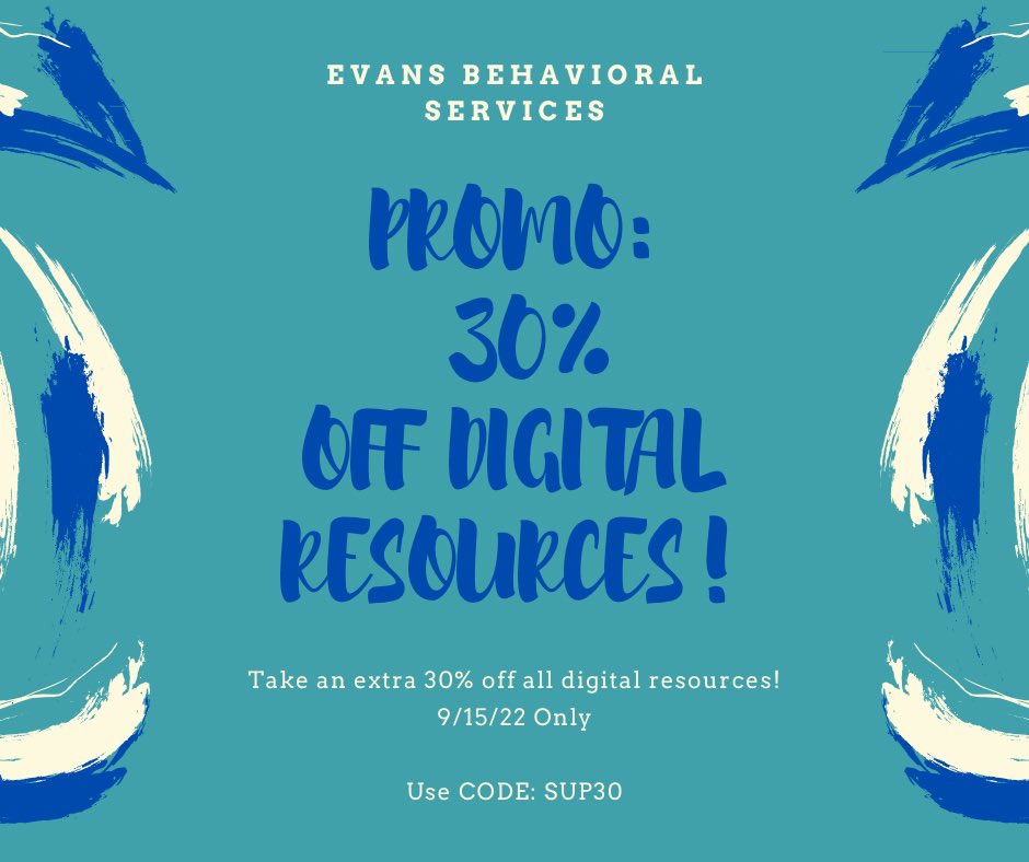 ✨ PROMO ✨
Today only, take an extra 30% off all digital resources!
(That includes my pre-order curriculum!)
#bcba #behavioranalyst #abaresources #aba #promo 
evansbehavioralservices.com/shop