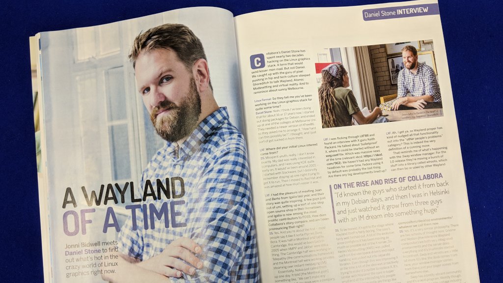 Collabora's tweet image. From @linuxformat to #OSSummit, Daniel Stone takes the stage at 16:10 IST with &quot;Graphics: A Frame&apos;s Journey&apos;. Join us for a dive into modern display pipelines! Liffey Hall 1, see you there! sched.co/15zAC #Wayland #mesa3d #opensource