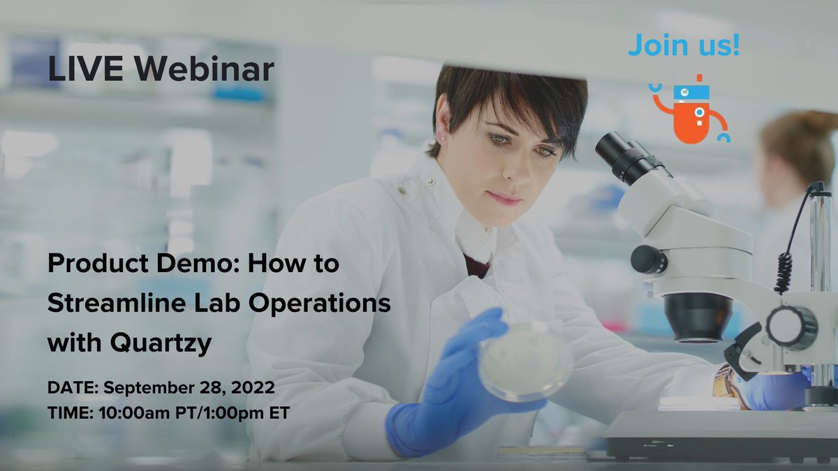 Are you trying to decide if Quartzy is the right solution for getting your lab organized? Then this product demo is perfect for you! During this event we will cover how Quartzy helps labs streamline their ordering and inventory. 

Register!
hubs.ly/Q01mlS9h0

#labmanager