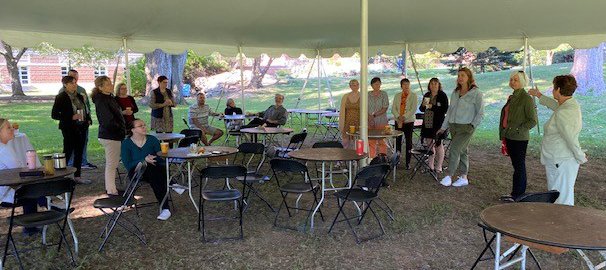 UNHCOLA's tweet photo. COLA staff gathered this morning for a breakfast to celebrate -- and fortify for -- the new academic year. Thanks to all the staff who make COLA hum along! #COLAStrong @UofNH https://t.co/26QlLgc1uv