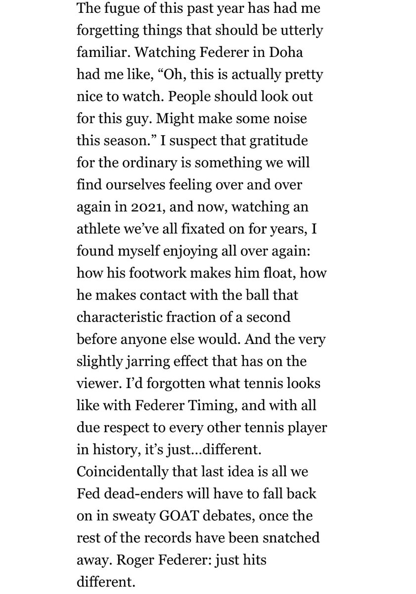 pretty much the last thing I wrote about Federer was about my excitement to see him back on tour. time to write the opposite of that I guess 🫡