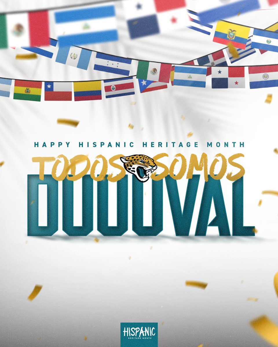 Jaguars's tweet photo. ¡Mi Gente! Join us in celebrating Hispanic Heritage Month!
#SomosDUUUVAL https://t.co/PvI7J6lP1m