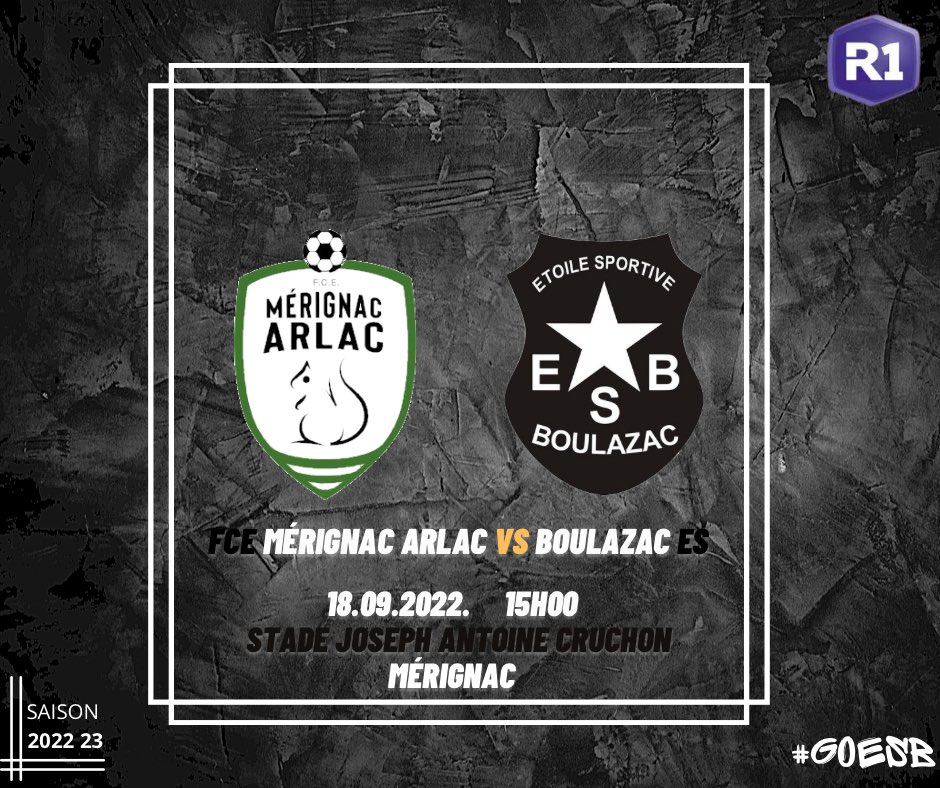 BoulazacEs's tweet photo. ⚪️⚫️ESB R1⚪️⚫️ 

1er journée de championnat de 𝙍1 @LigueFootballNA 

@fcemarlac  🆚 ESB 

📅 18/09/2022 

🏟 JA Cruchon

🕖 coup d’envoi 15h00

#GoESB https://t.co/2rNswXfV2j