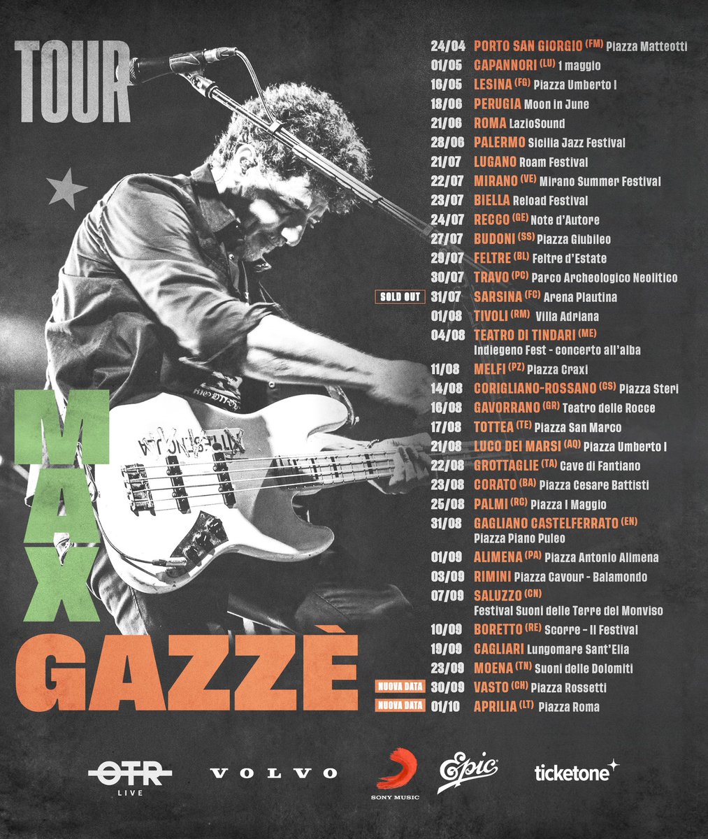 OTRlive's tweet photo. L’estate sta finendo, ma il tour di @MaxGazze prosegue! 🤩

Tutte le info su https://t.co/aHwc8qxcB4

@VolvoCarIT @Epic_Records @SonyMusicItaly 

#MaxGazzè #OTRLive https://t.co/S5EUDCsAUd