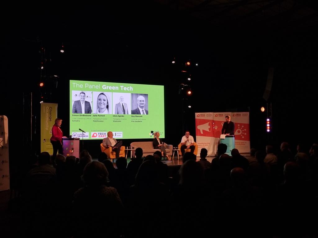 norfolkchamber's tweet photo. #TalkingTech22 is underway starting with our Green Tech Panel.
@solinatra @Westcotec_Ltd @mobilityways_ https://t.co/T1gLbMwHoO