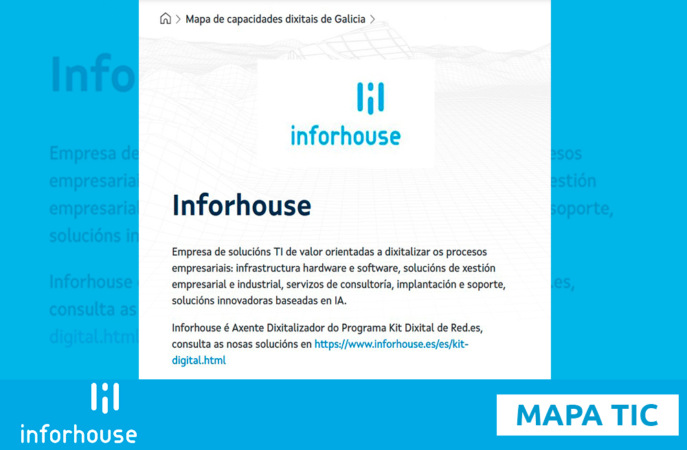 InforhouseSL's tweet photo. 🔝📢 O Centro Demostrador #TIC da @amtega vén de presentar o #MapaTIC, un directorio web no que se atopan diferentes entidades tecnolóxicas galegas! 📜💻 Búscanos no mapa e coñece todo o que che podemos ofrecer! 

🧐👉 https://t.co/RsIrNOOcxM https://t.co/Xs8droGcNk