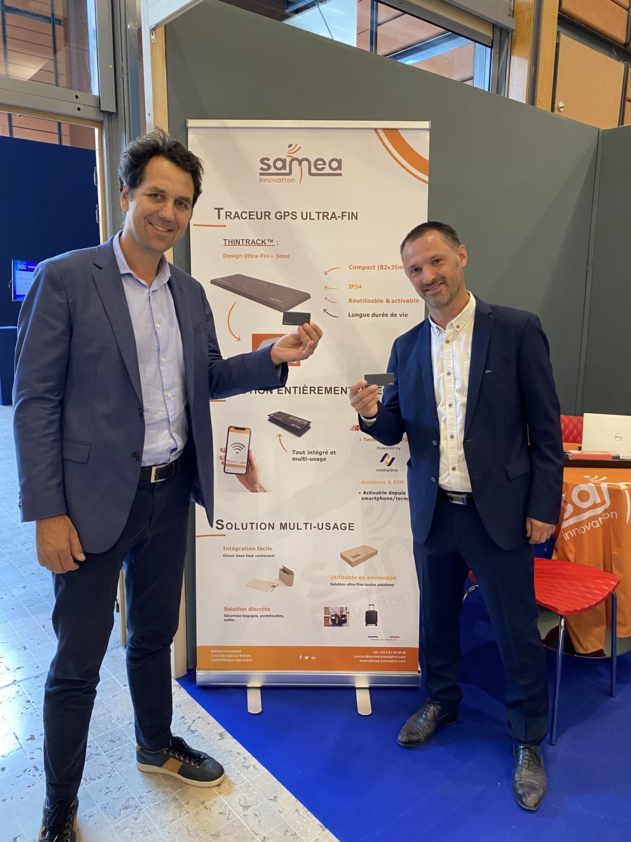 At #SIDO2022, Nestwave's CEO Ambroise Popper caught up with Sebastien Amiot, CEO of <a href="/SameaInnovation/">SAMEA Innovation</a>. In January 2022, #IoT connectivity specialist Samea collaborated with #Nestwave to develop #ThinTrack. Learn more here:  ow.ly/vJgz50KK4no

#IoTSolutions #Geolocation