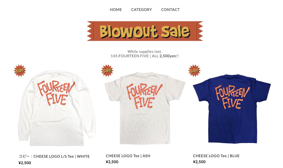 145_ff's tweet photo. 🚨NEW ITEM🚨
**Blowout Sale**
ALL 2,500yen
https://t.co/aqWpkG0Yl4
#145ff #FOURTEENFIVE #BLOWOUT #SALE https://t.co/m2nQsLWIg6