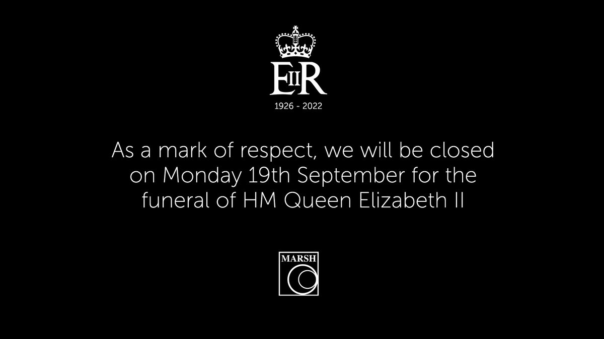 We kindly inform you that we will be closed for business on Monday 19th September as a mark of respect for the passing of HM Queen Elizabeth II and her lifetime of service. 
We will reopen as normal on Tuesday 20th September.