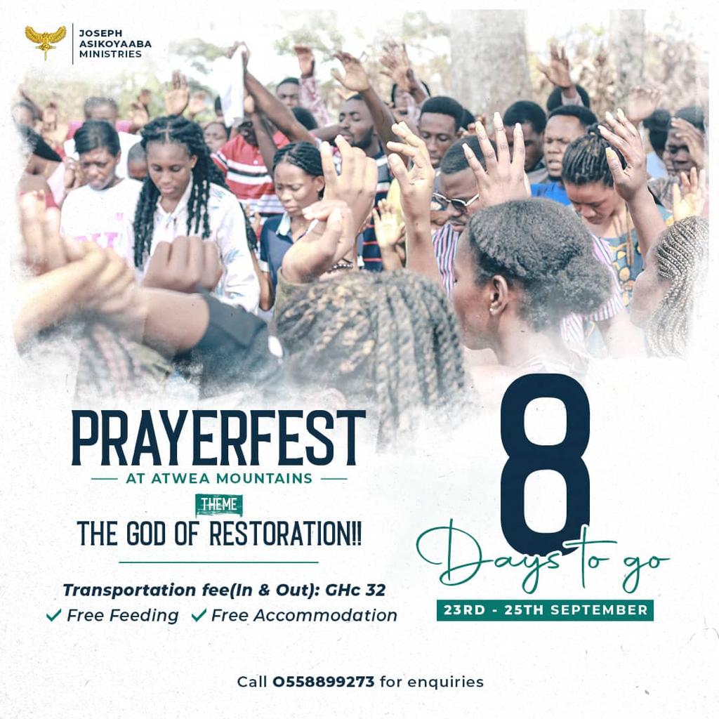 SHEPHERDITES's tweet photo. ⏳ | 08 Days To Go
#PrayerFest2022 2nd Edition Happens On The 23rd - 25th Of September, 2022
Call 0558899273 For More Enquiries
#TLS #Atwea #prayerfest #shepherdites https://t.co/6vKZesn2a4