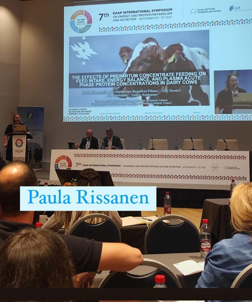 Paula Rissanen esitteli tunnutusruokintatutkimuksemme tuloksia ISEP2022-kokouksessa Granadassa. <a href="/helsinkiuni/">University of Helsinki</a> @agrihelsinki #mmtdk <a href="/Isep2022/">ISEP 2022</a> #maataloustieteet