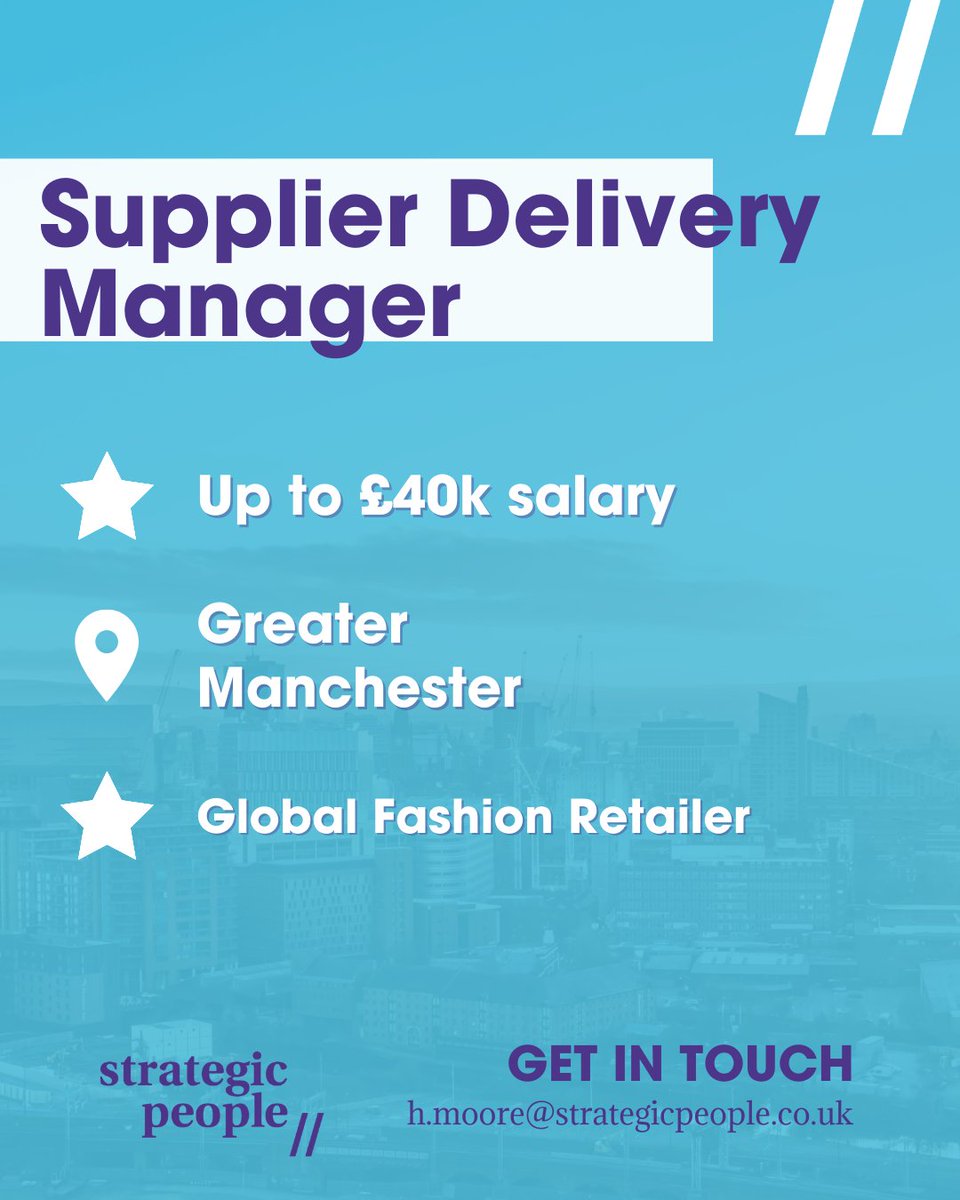 StrategicMCR's tweet photo. 🌟 Now Hiring - Supplier Delivery Manager 🌎

➤  Join a leading SaaS business
➤  Global Fashion Retailer I Permanent

➤ If you're interested, get in touch  🙌

#techjobs #hiring #careers #strategicpeople #hiringnow https://t.co/KkDzQSDMrn