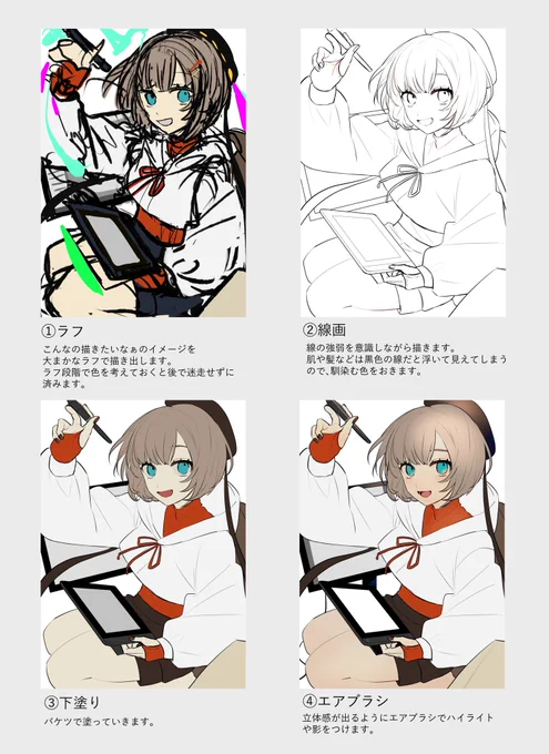とてもざっくりな制作過程
大体いつもこんな感じで描いてます〜✍😌

https://t.co/layLaCEze5 