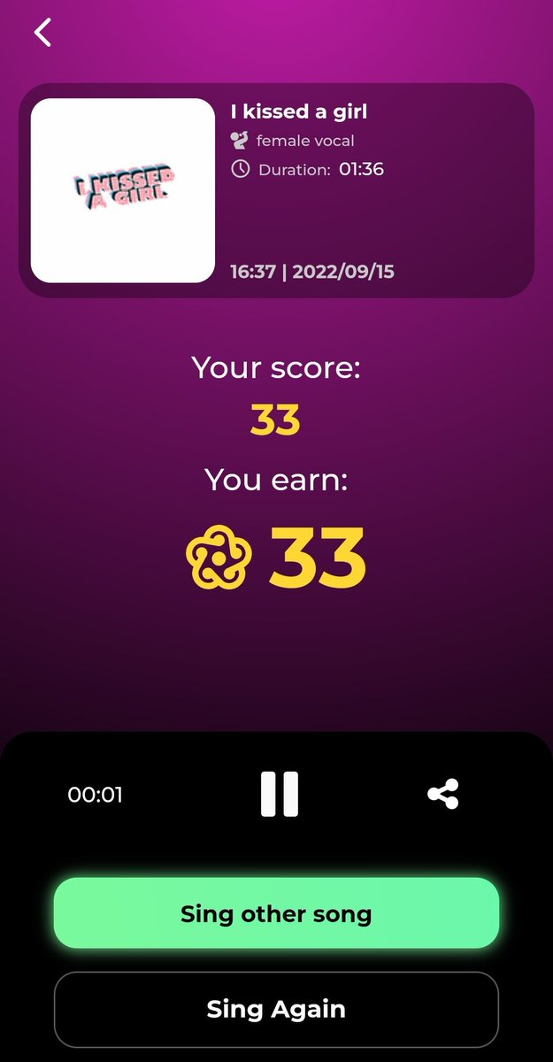 Try @singsingnetwork for the first time, a #web3 version of #karaoke is here!

Pardon my bad vocal 😁
s2e-stag.singsing.net/record/6322f12…