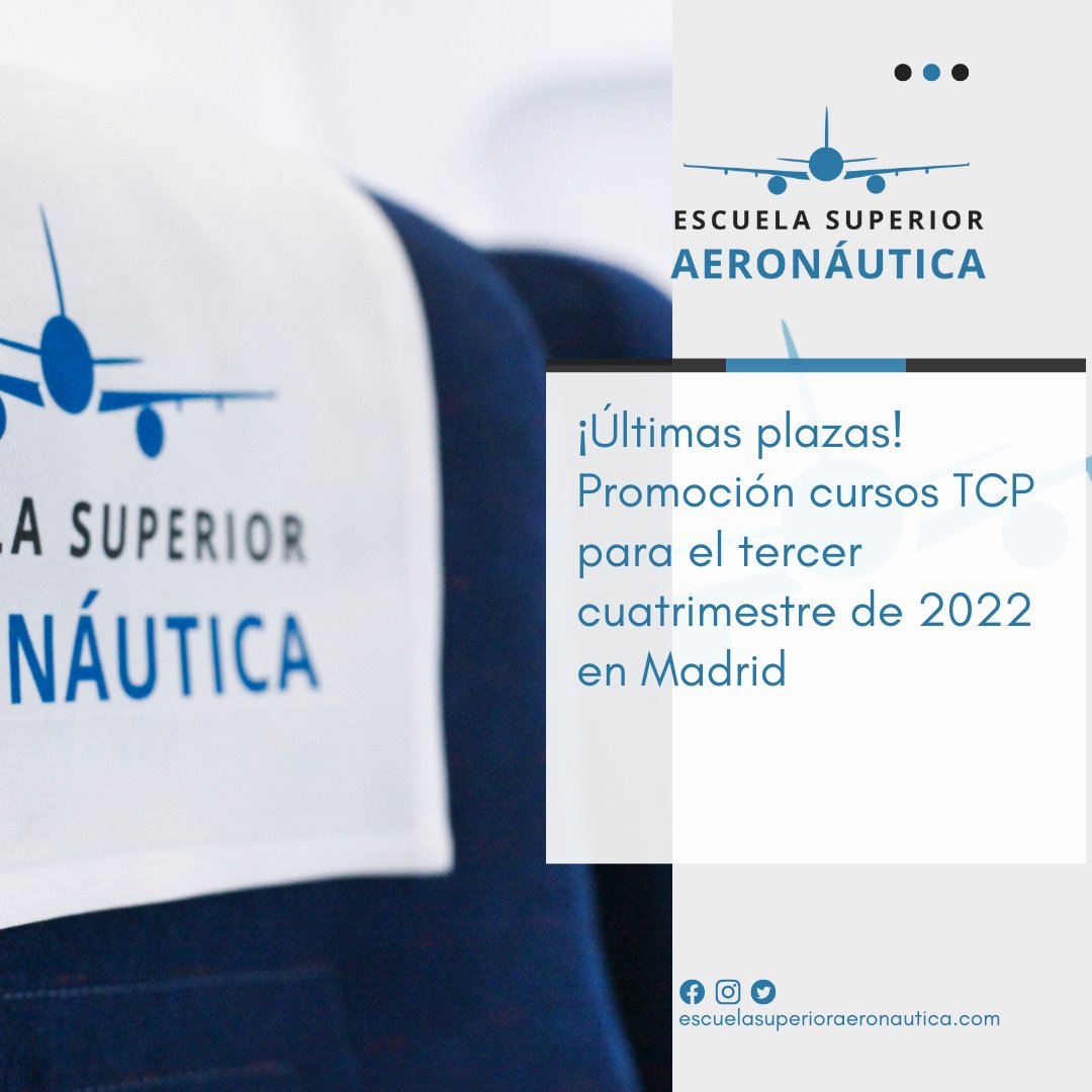 ESA_Madrid's tweet photo. #Últimasplazas Promoción #cursosTCP para el tercer cuatrimestre de 2022 en #Madrid

https://t.co/J1aeLtp3tx

#nosvemosvolando #tcp #empleo #cabincrew https://t.co/SKHc11froO