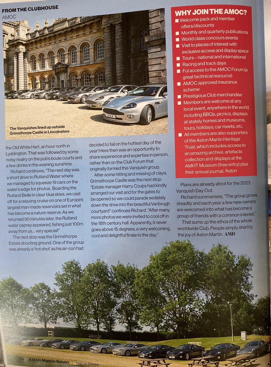 Good coverage of the Club’s activities and offering in the latest edition of Aston Martin Driver magazine👍.