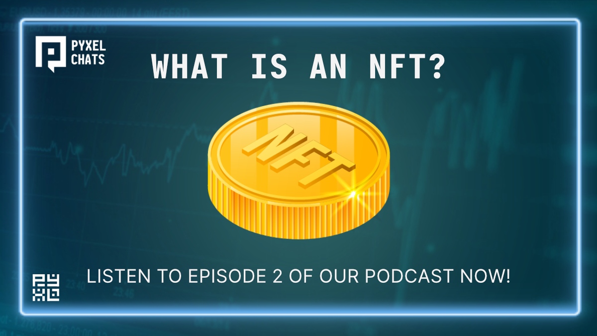 NFT stands for Non-Fungible Token. They are one-of-a-kind digital assets whose value gets determined by factors such as notoriety, previous owners, or the artist who made them. 🎯

Listen to the entire #PyxelChats #podcast here about all things #NFTs.

➡️ apple.co/3BKRQVM