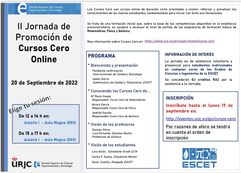 Si eres alumno de 1er curso no te olvides de realizar los cursos 0 de la <a href="/urjc/">URJC</a> <a href="/ESCET_URJC/">ESCET (URJC)</a>