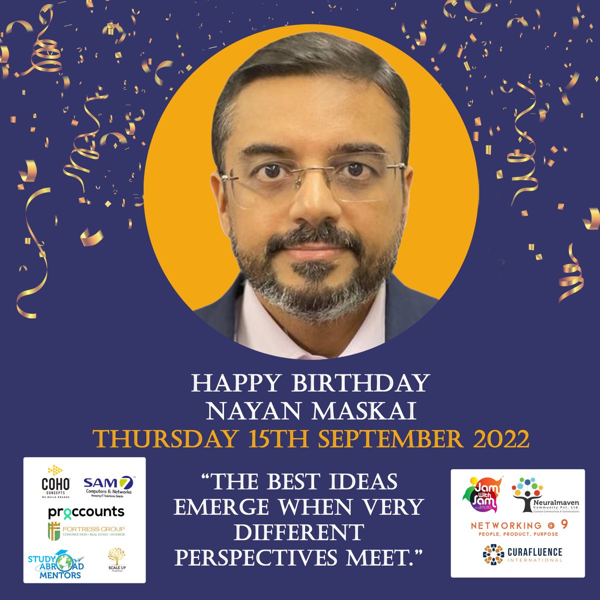 curafluence's tweet photo. “Although time seems to fly by, it never travels faster than one day at a time. 
Each day is a new opportunity to live your life to the fullest.”

Happy Birthday @nayanmaskai  from all of us at @curafluence https://t.co/EDe9G8vHgI