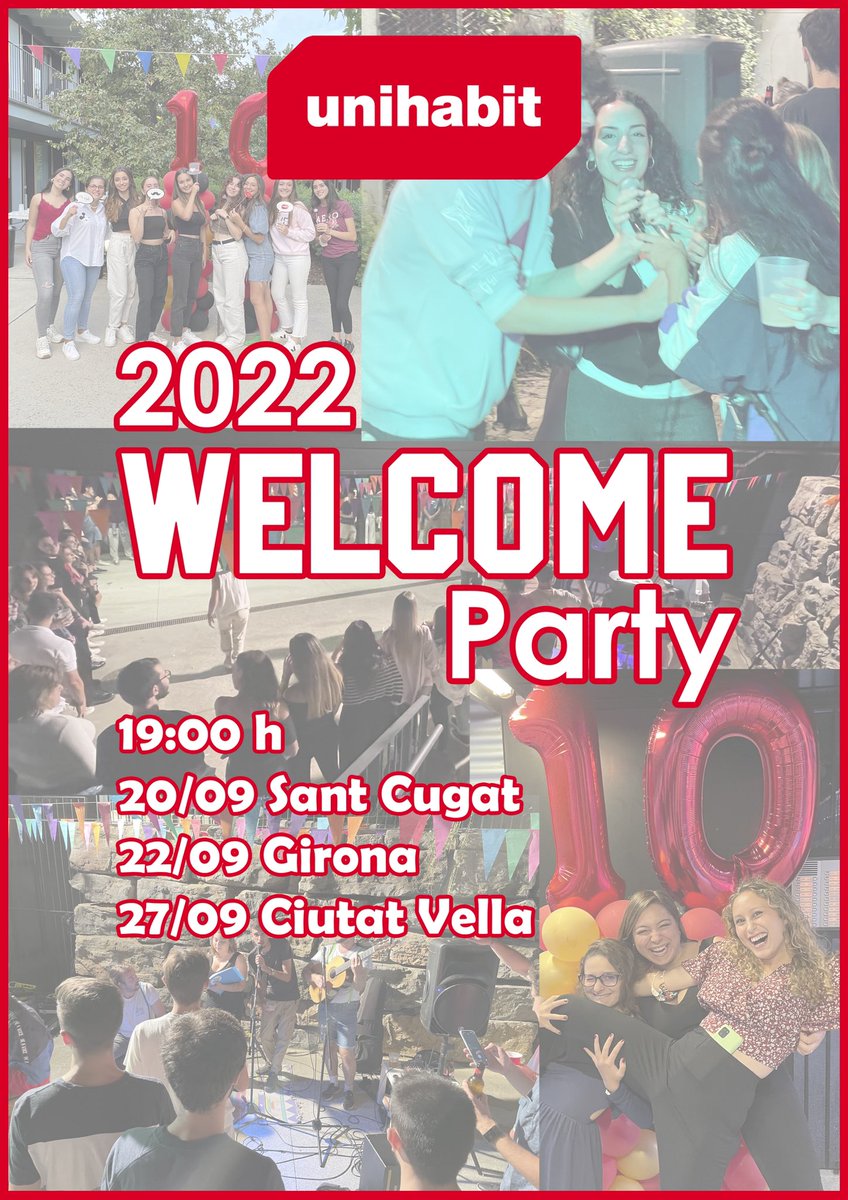 Unihabit_'s tweet photo. ♦️ ¡Por fin os podemos anunciar las Fiestas de Bienvenida Unihabit 2022! El 20, 22 y 27 de septiembre organizamos las fiestas en Unihabit Sant Cugat, Girona y Ciutat Vella respectivamente. ¡Os esperamos a todos! 

#unihabit #studentdorm #studyabroad https://t.co/TmbCQEFuwr
