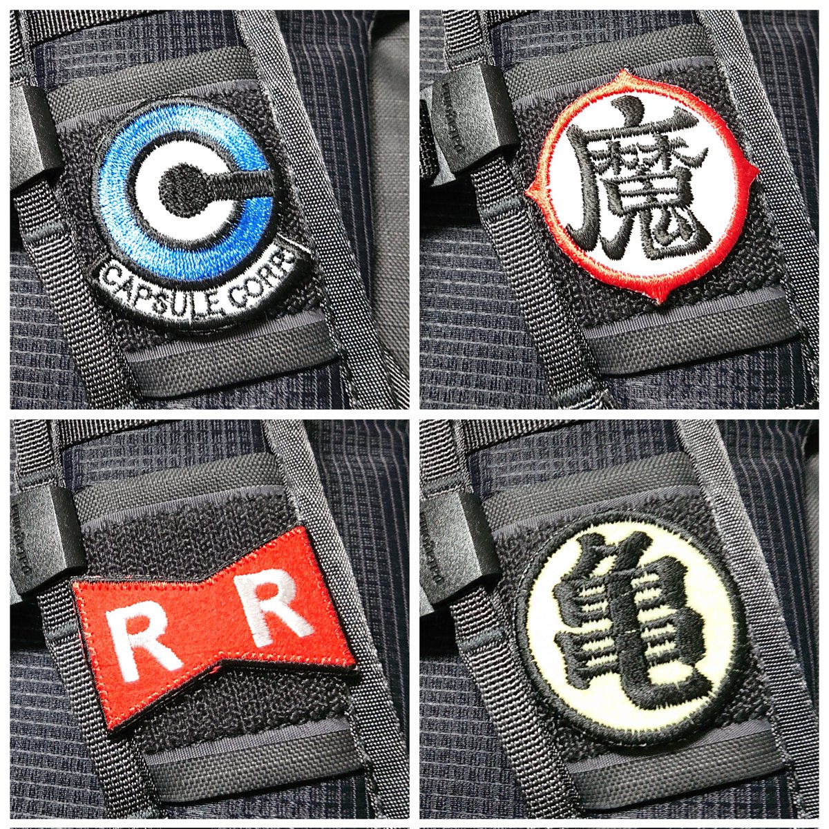 こないだ買ったリュックのショルダーハーネスにマジックテープのメス付いてんだけど、なにに使ったら良いんだろ？　なんだコレ？？

とりあえずワッペンで着せ替えプレイ楽しむことにした😁

#patagonia #DragonBall